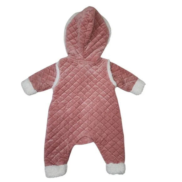 Tahari Baby Pink Quilted Sherpa Lined Bunting Snowsuit 0–3 Months - Picture 2 of 6